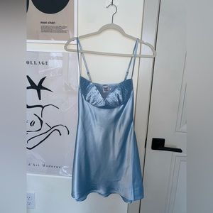 Satin blue mini dress